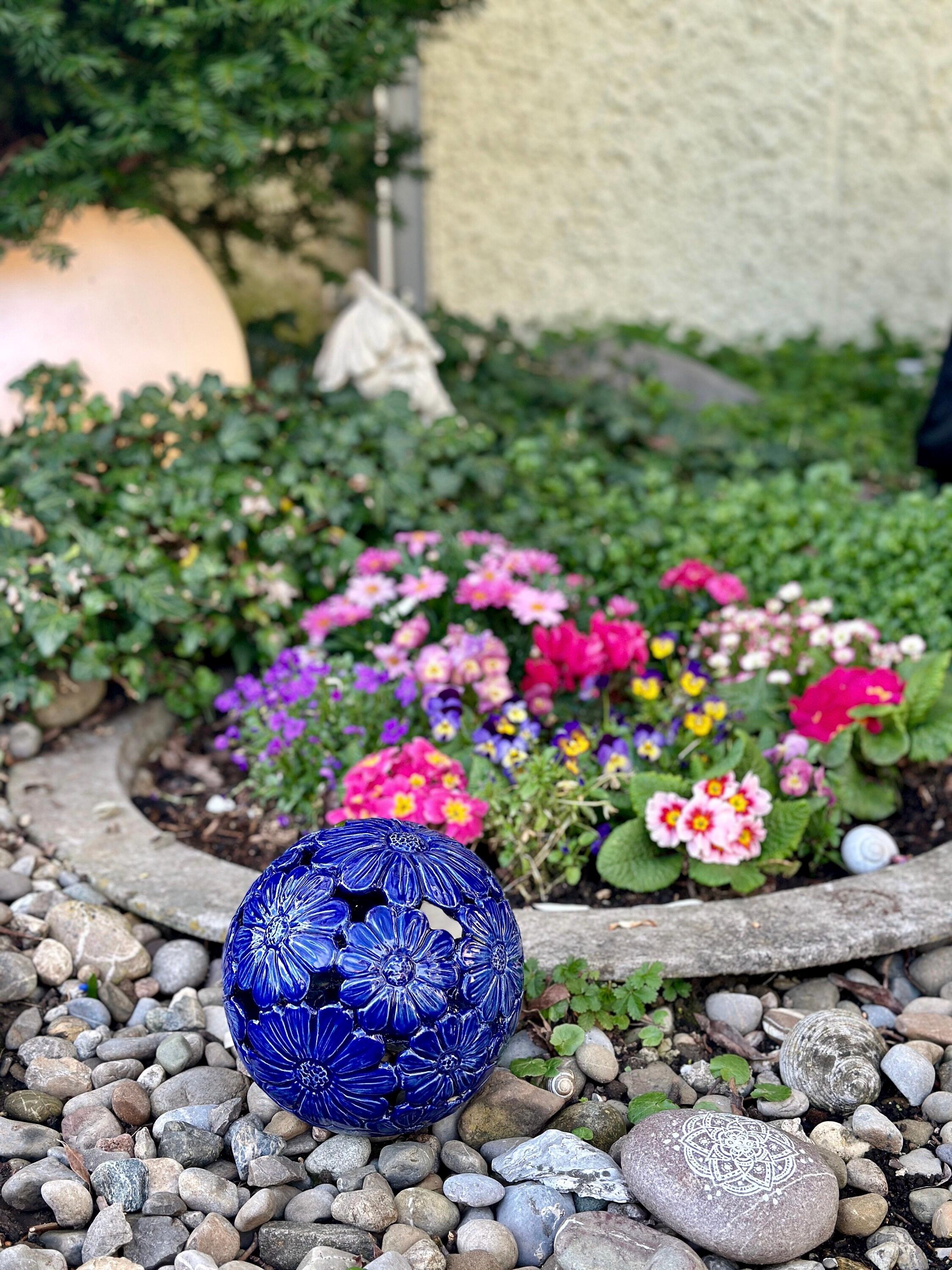 Decorative Ball/lantern Large, Handmade Ceramic, 20 Cm Blue With Floral  Pattern, Frost-proof for Indoor and Outdoor Use - Etsy Israel, image size:2250x3000