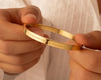 Bracciale personalizzato con incisione motivazionale, bracciale da donna in oro 18 carati, bracciale con informazioni per coppie, bracciale con nome inciso fai da te, regalo per la festa della mamma