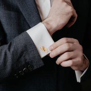 18K Gold Custom Cufflinks, Personalized Name Cufflink, Initials Cufflink, Groom Proposal, Wedding Gift, Wedding Cufflinks, Gift for Best Man