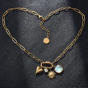 Build Your Custom Charm Necklace, Custom Charm Necklace, Vintage Style Necklace, Gold Carabiner Charm lock Necklace, DIY Detachable Necklace