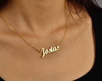 14K Gold Name Necklace, Personalized Nameplate Necklace, Custom Name Jewelry, Mama Necklace,Gold Filled Name Pendant,Mother's Day Gifts