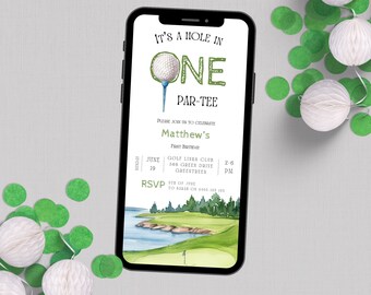 Hole In One | Golf 1St Birthday Party Invitation Template | Golf Par-Tee Invite | Golf First Birthday Invite | Digital Download