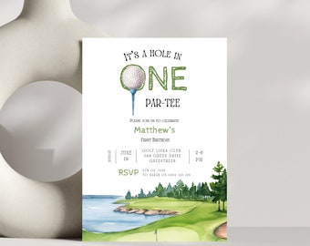Hole In One | Golf Par-Tee Invite | Golf Cart | Editable Instant Download | Invitation Golf First Birthday Par | Digital Download