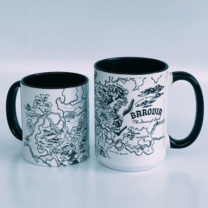 Mug Donjons et Dragons - Mug carte de la Barovie dessinée à la main La malédiction de Strahd - Tasse à café D&D - Domaine de l'effroi de Ravenloft - Cadeau de maître de donjon