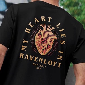 Mein Herz liegt in Ravenloft Unisex Tee - Curse of Strahd Shirt Gold - Dungeons & Dragons Kleidung - Heart of Sorrow Fantasy RPG Shirt