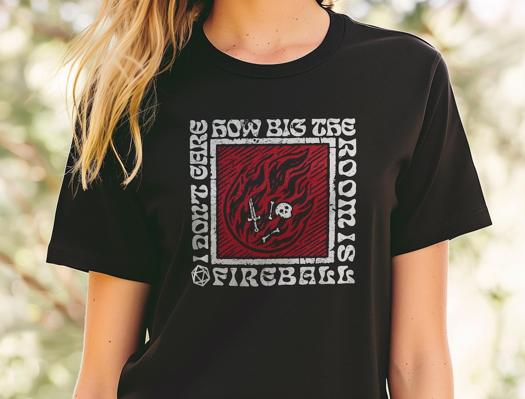 Fireball Merch Ringer Dnd Fireball T-shirt: Funny Wizard Gift, Dungeons and Dragons Spell ...