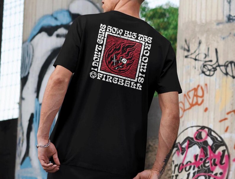 DnD Fireball T-Shirt: Funny Wizard Gift, Dungeons and Dragons Spell Black