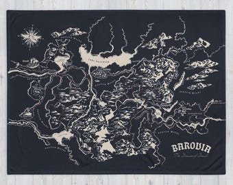 Hand-Drawn Barovia Map Throw Blanket: Cozy Curse of Strahd Barovia Ravenloft  DnD Decor