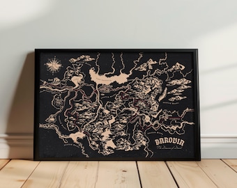 Framed Hand-Drawn Barovia Map: Curse of Strahd Dungeons and Dragons Decor Ravenloft