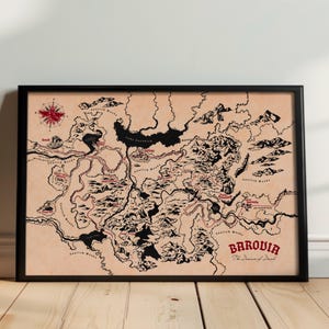 Affiche encadrée du DnD de la malédiction de la Barovie, décor de donjons et dragons, toile de geek, carte dessinée à la main de Barovia Ravenloft, art DnD personnalisé