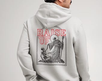 Sudadera con capucha de nigromante de DnD: "Levanta a otros". Humor negro y divertido regalo de Dungeons and Dragons.