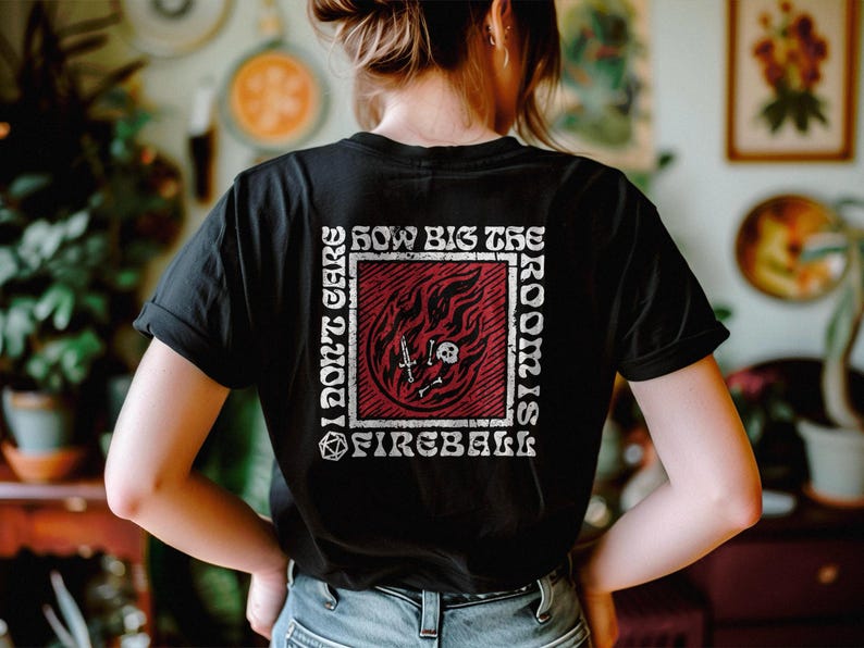 DnD Fireball T-Shirt: Funny Wizard Gift, Dungeons and Dragons Spell image 3