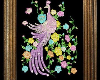 Peacock Flower Embroidery Design | Machine Embroidery File (Digital Download)