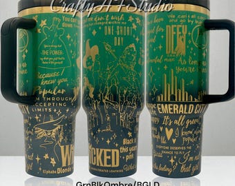 Vaso de 40 oz con grabado láser «Desafiando la gravedad» con Elphaba y Glinda