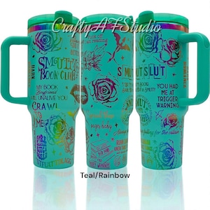 40oz Smutty Book Reader Club Laser engraved tumbler SmutSlut Trigger Warning Dark Romance romantasy Fantasy Dirty book Reader dragons