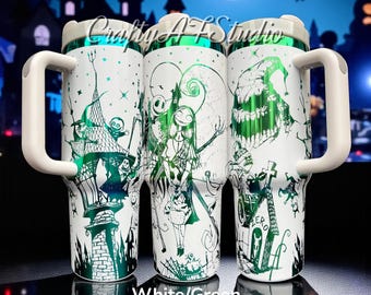 40oz Jack Sally and Friends NBC Laser Engraved Tumbler - Nightmare Xmas