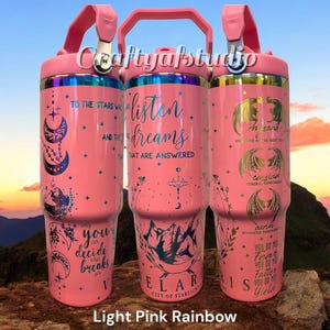 Vaso grabado Acotar Velaris City of Starlight de 30 oz con diseño de Bat Boys de Romantasy Fantasy