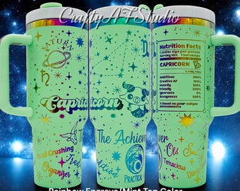 40oz Capricorn Zodiac Astrological signs series laser engraved tumbler - The Achiever