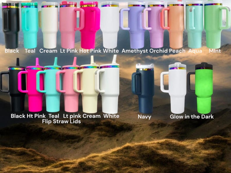 40oz books are magic themed tumbler with Handle. Rainbow engraving options.