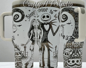 Jack und Sally Becher: 40 Unzen Laser gravierter Edelstahl