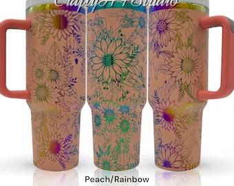 40oz Sunflowers and middle fingers laser engraved tumbler