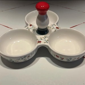 RARO VTG Pfaltzgraff WINTERBERRY Azevinho Verde Frutas Vermelhas e Brancas Centro de Mesa