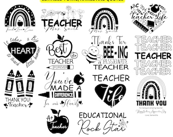 30 Bundle Design Teacher Life Clipart, Printable Appreciation Tags for Teacher, Teacher&#39;s Appreciation Svg, Teacher Life Png