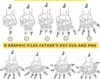 Father&#39;s Day Fist Bump SVG PNG Set: Family Graphics (Digital Download)
