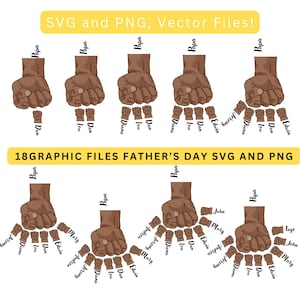 Ensemble de 18 poings bosse fête des pères Svg, poing bosse Png, famille SVG, Svg Png fête des pères, fête des pères poing Png, papa noir Svg Png