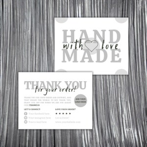 Bearbeitbare Geschäft Dankeskartenvorlage, Geschäft Dankeschön doppelseitige Karte, Silber Kleine Dankeschönkarte, Canva Vorlage