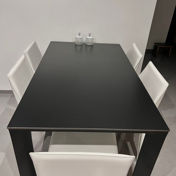 Italian minimalist slate dining table and chairs for home small apartment modern simple rectangular dining table black dining