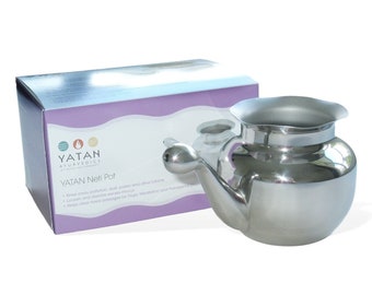 Neti Pot (Edelstahl, 400 ml): zur Nasenspülung, Linderung von verstopften Nasennebenhöhlen