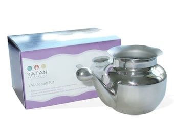 Neti Pot (Edelstahl, 400 ml): zur Nasenspülung, zur Linderung von Nasennebenhöhlenverstopfung