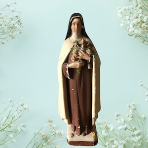 Saint Therese Statue, Vintage Chalkware St Therese, St Therese of Lisieux, Normandy
