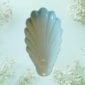 Vintage Porcelain Ravier, Vintage Cream Shell Dish, Shell Soap Dish