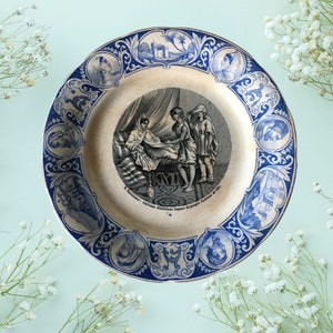 Plato decorativo Choisy Le Roi, Plato antiguo coleccionable, Plato antiguo desgastado