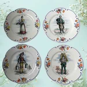 Decorative French Vintage Plates depicting Old Trades of Paris