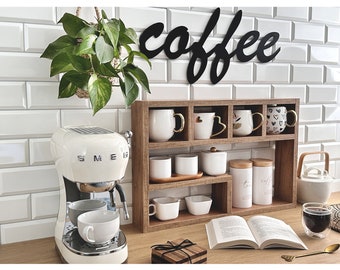 Estante para tazas de café, estante para tazas, soporte para tazas de café, estante de pared para tazas de café, estante de pared para café, cubby de exhibición de tazas de café, decoración de cafetería