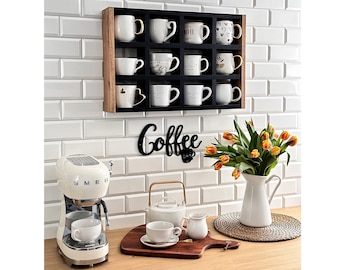 Coffee Mug Shelf, Hanging Cup Rack, Coffee Cup Holder, Coffee Mug Wall Rack, Coffee Wall Shelf, Coffee Mug Display Cubby, Coffee Bar Decor