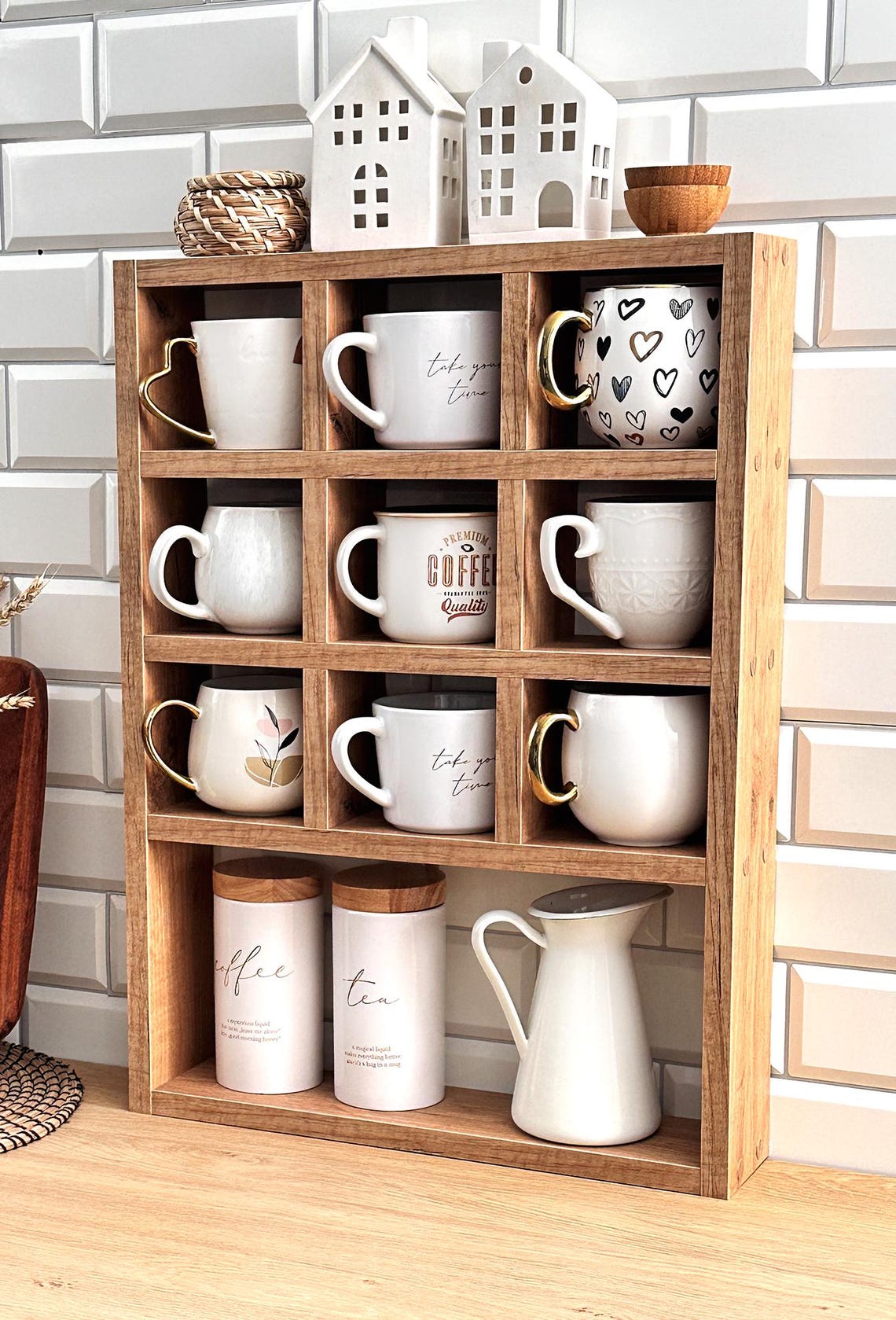 Freestanding Mug Shelf - Coffee Cup Rack - Modern Kitchen Organizer ...