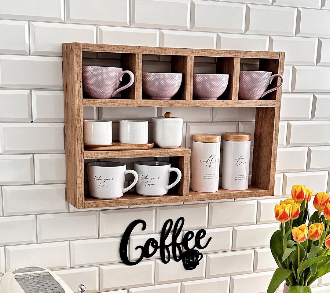 Wall Mounted Mug Shelf - Coffee Cup Storage - Kitchen Wall Rack ...