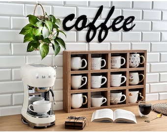 Estante para tazas de café, estante para tazas, soporte para tazas de café, estante de pared para tazas de café, estante de pared para café, cubby de exhibición de tazas de café, decoración de cafetería