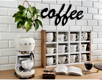 Estante para tazas de café, estante para tazas, soporte para tazas de café, estante de pared para tazas de café, estante de pared para café, cubby de exhibición de tazas de café, decoración de cafetería