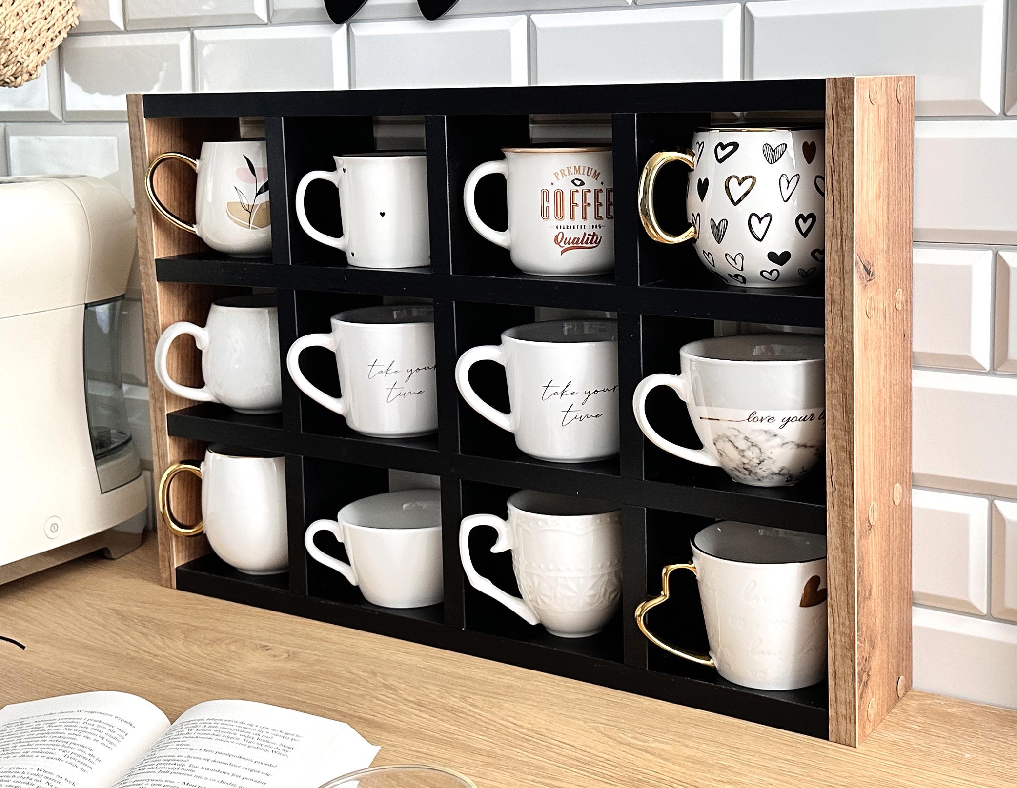 Porta Tazze Da Caffè E Latte Bediffer - Scaffale Per Negozi, Nero, In Plastica Durevole