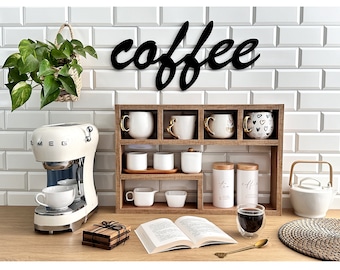 Estante para tazas de café, estante para tazas, soporte para tazas de café, estante de pared para tazas de café, estante de pared para café, cubby de exhibición de tazas de café, decoración de cafetería