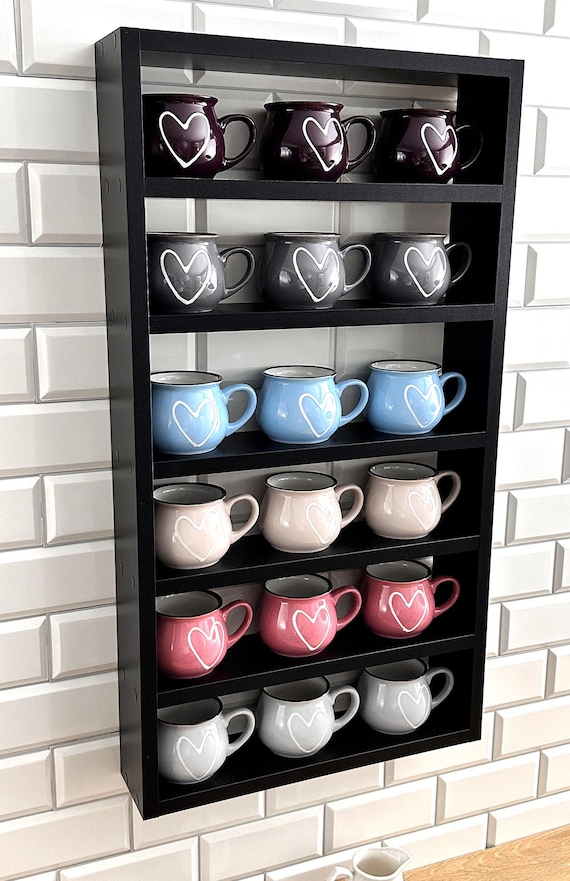 Portabicchieri Organizzatore Tazze Caffè Cucina Nero in Metallo