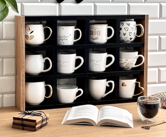 Organizer Girevole 360° Per Tazze E Coperchi, 4 Scomparti, Porta Bicchieri Per Casa, Bar E Ufficio, Adatto A Tazze 141g-453g - 2
