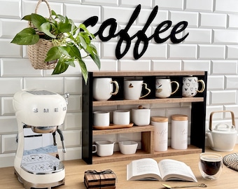 Coffee Mug Shelf, Cup Rack, Coffee Cup Holder, Coffee Mug Wall Rack, Coffee Wall Shelf, Coffee Mug Display Cubby, Coffee Bar Decor