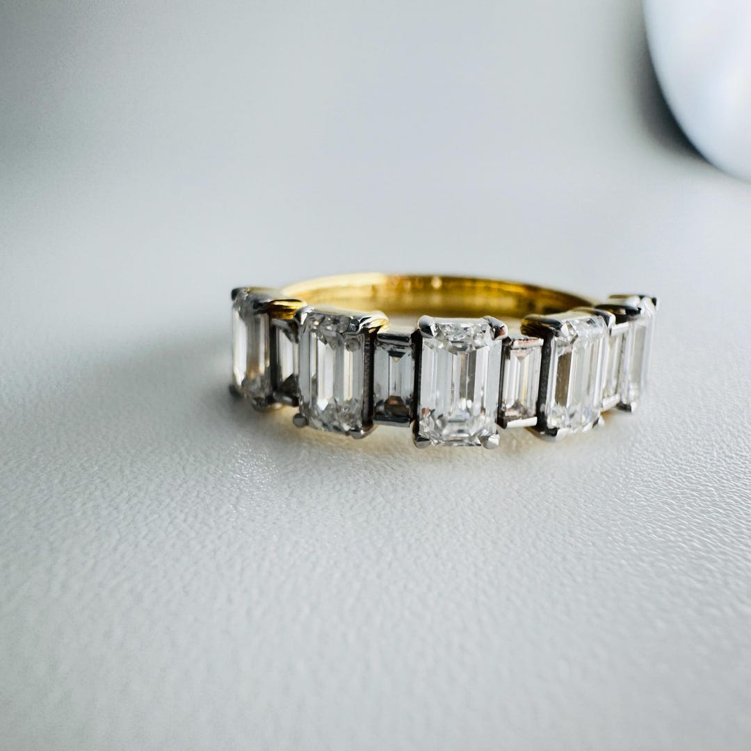 Emerald Cut / Baguette Cut Lab Grown Diamond Ring | 14K Rose Gold ...