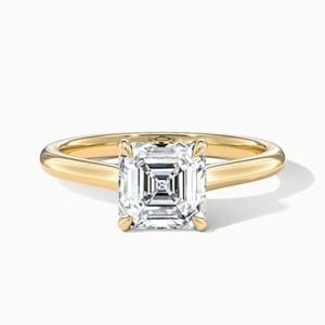 14K Solid Gold Princess Cut Moissanite Engagement Ring - 2.0 CT Solitaire